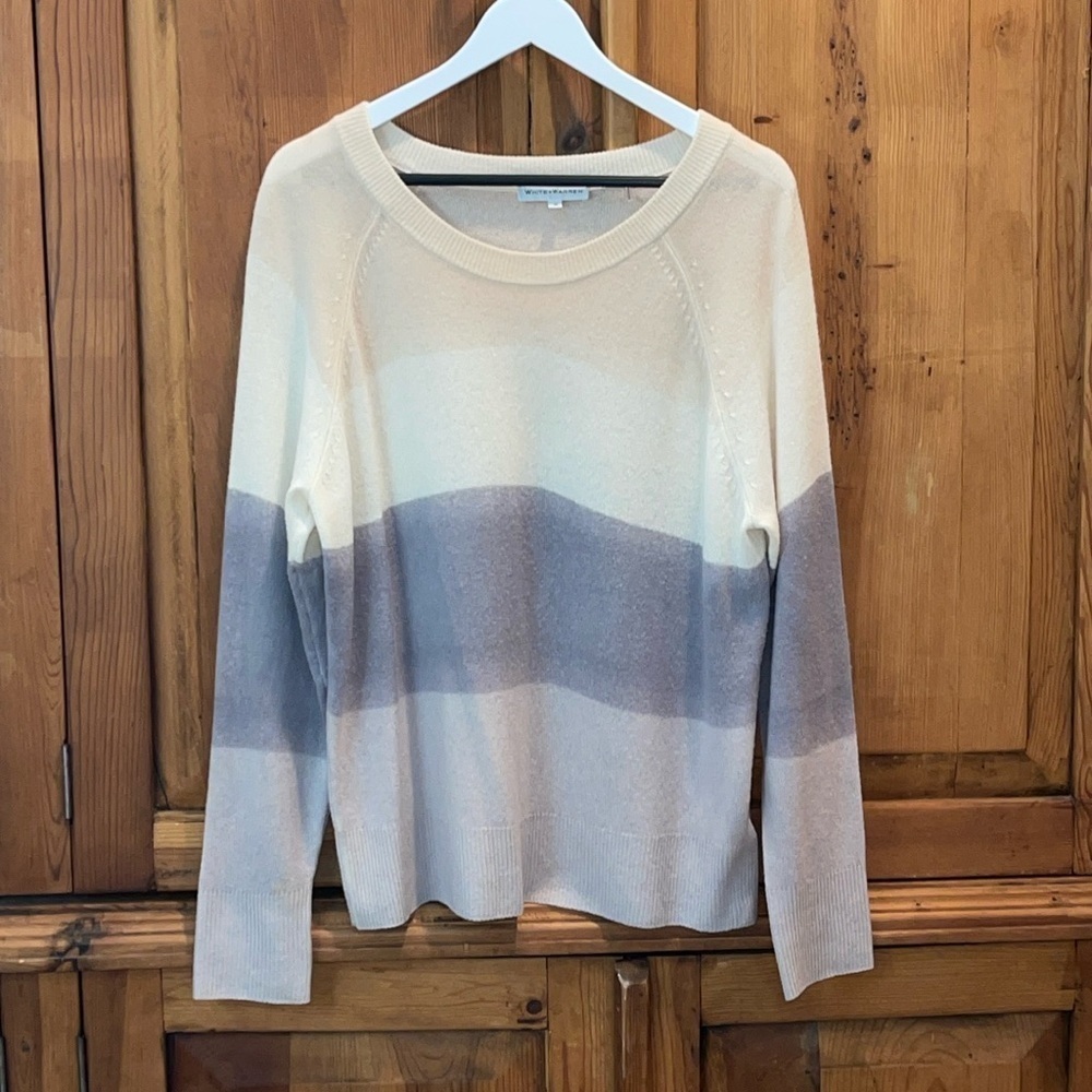 WHITE + WARREN 💯 Cashmere ColorBlock Sweater Sz. MD